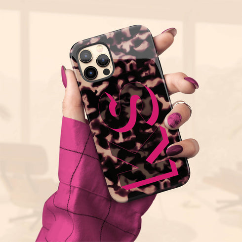 3D Camo Initials Dark Tort iPhone Case